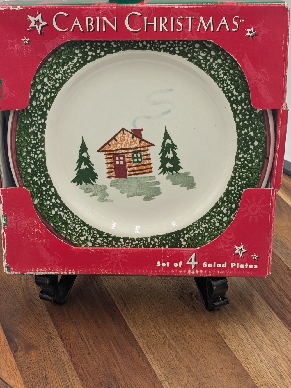 Cabin Christmas TRE CI Italy 8 Salad Plates 8" Log Cabin Holiday 2 Box Sets